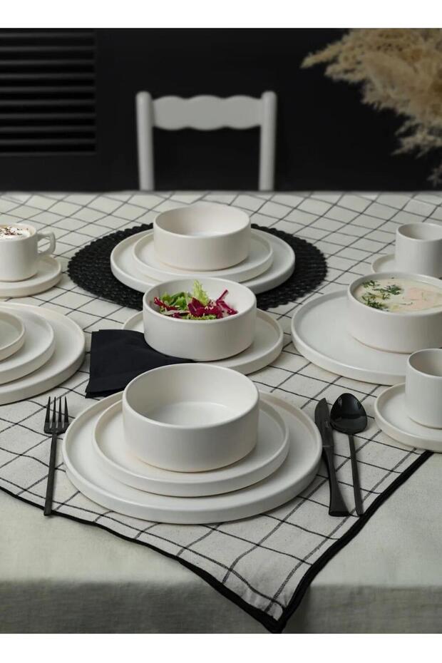 Mat Beyaz Takım Üst Üste İstiflenebilir 4 Kişilik - 2