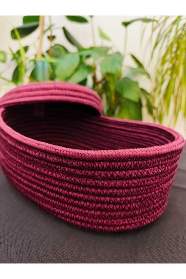 Jute Straw Basket Oval Lid Organizer 30X20X10
