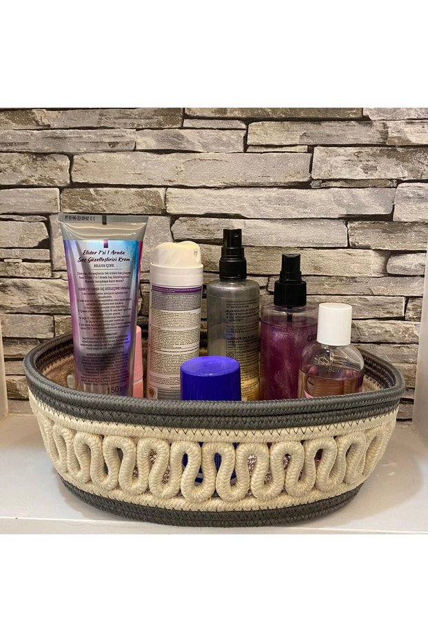 Natural, Jute, Wicker, Patterned, Basket, Inside Cabinet, Children's Room, Organizer, Bread Basket