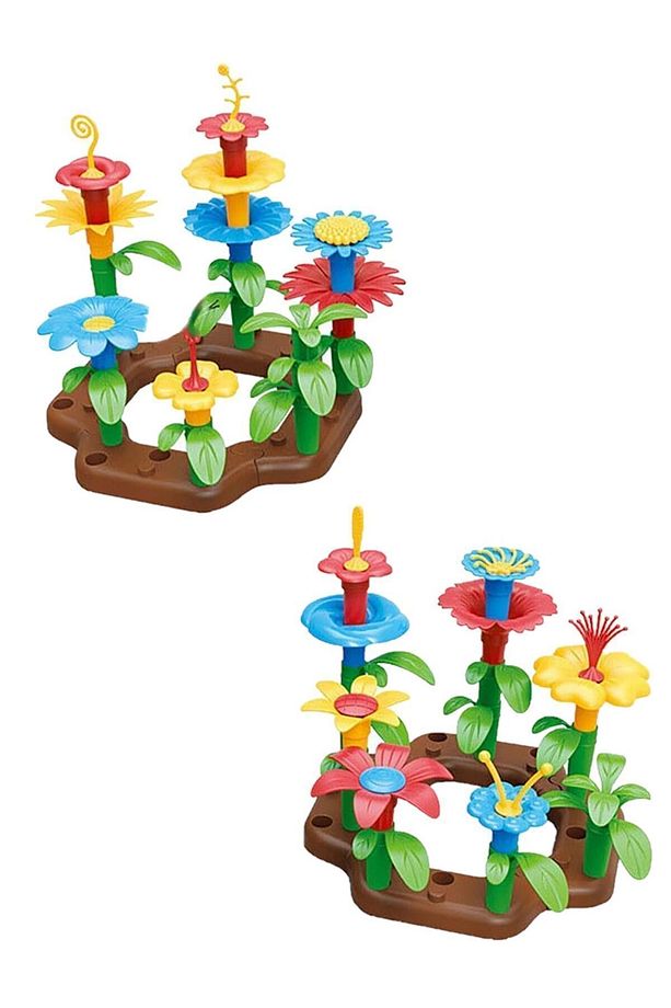 52 Parça Bahçe Çiçek Yapım Seti Yapı Blokları Yapboz Bul Tak Puzzle Eğitici Oyuncak Çiçek Bahçesi - 6