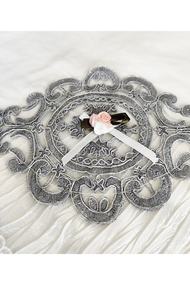 حزمة المهر حزمة الزفاف حزمة العريس حزمة الساتان مطوي رمادي - 2