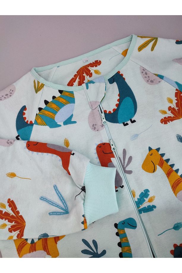 Kışlık Uzun Kollu Çocuk Uyku Tulumu %100 Pamuk Dinozor Desenli 20-24 Derece 1 Tog - 5