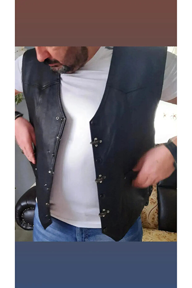 Genuine Leather Biker Chopper Vest