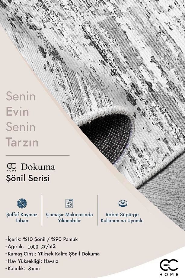 ABSTRACT DESENLİ VİNTAGE (SOYUT-ESKİTME) DESENLİ DOKUMA ŞÖNİL SALON MUTFAK OFİS KORİDOR HALISI - 7