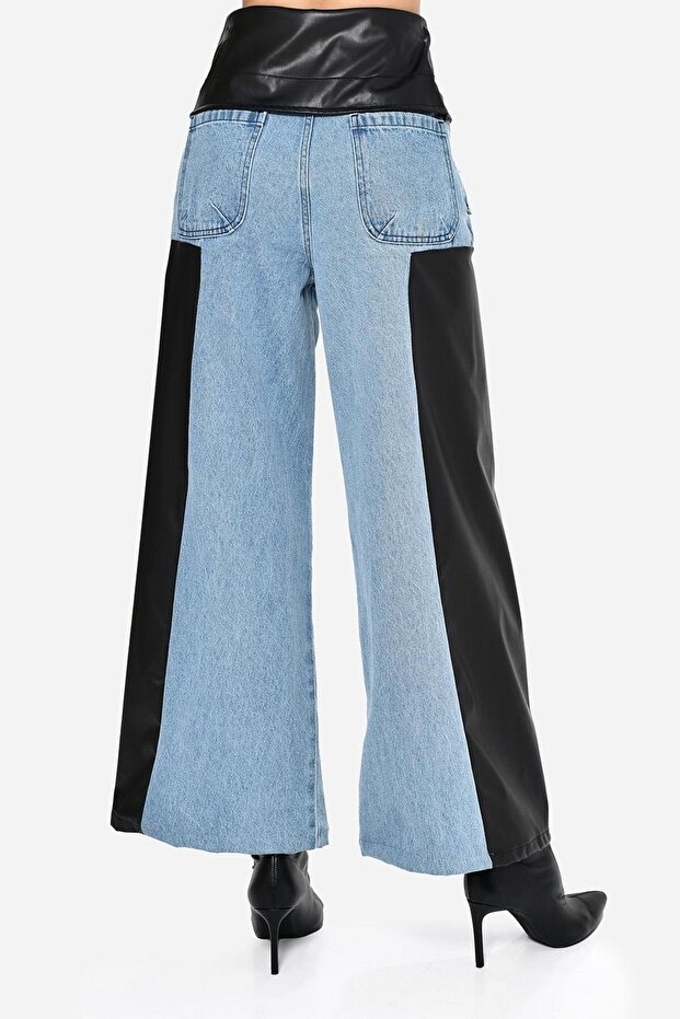 Deri Detaylı Tasarım Pantolon - 2