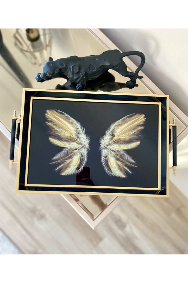 Butterfly Patterned Luxury Tray, Luxury Tea Tray, Serving Presentation Tray, Tea Coffee, Dower Pot