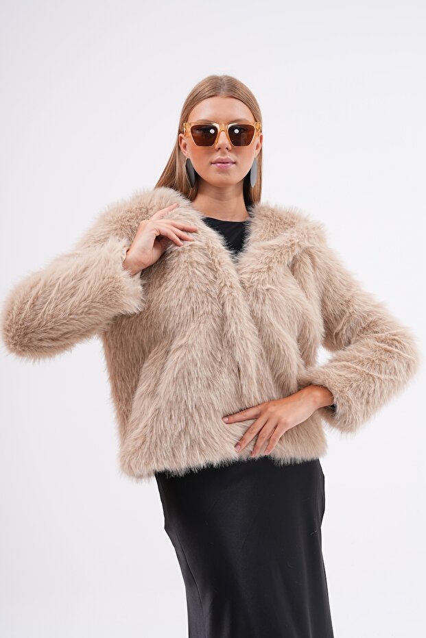 Kapüşonlu Kürk Ceket - 4