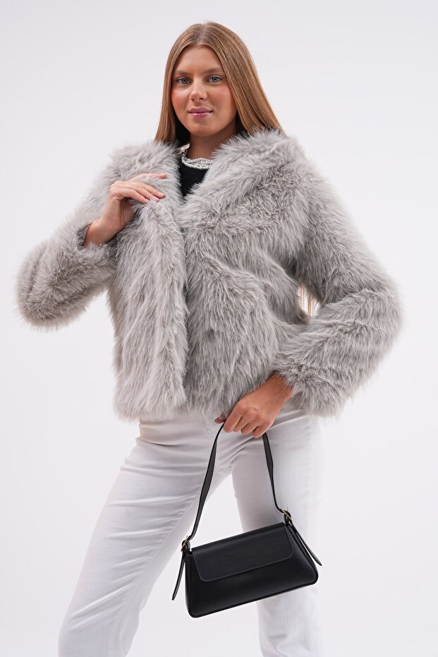 Kapüşonlu Kürk Ceket - 4