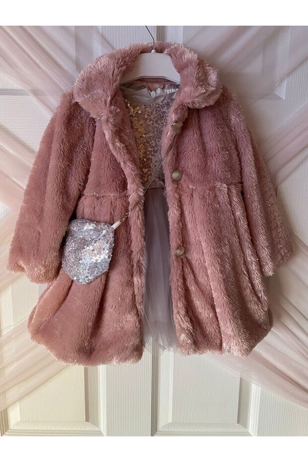 Peluş Mantolu Elbise - 5