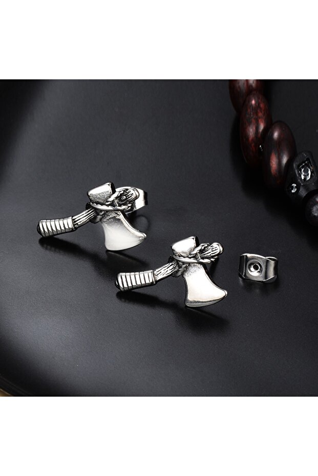 Axe Warrior Design Nail Model Stainless & Tarnish Resistant Gothic 316L Steel Earrings