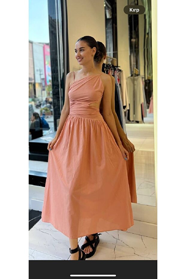 Siyah, Cut Out Maxi Elbise - 1