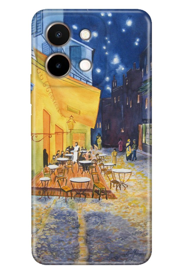 Vivo Y28 Compatible Case Silicone Patterned VivoY28 Printed Night Cafe