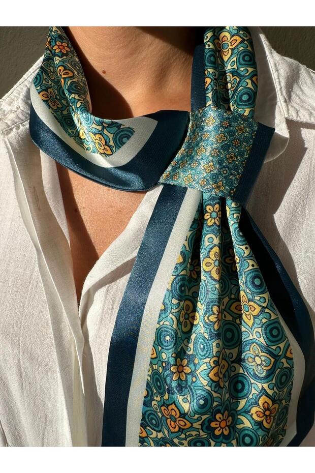 وشاح ربطة عنق منقوش باللون الأخضر - 2