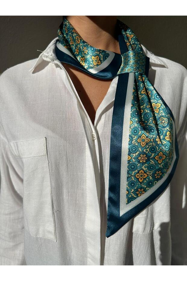 وشاح ربطة عنق منقوش باللون الأخضر - 1