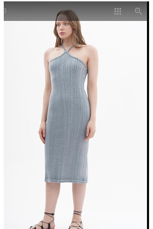 Halter Model, Eskitme Midi Elbise - 1