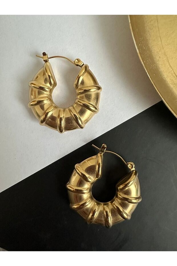 Gold Steel Anti-Tarnish Hoop Earrings