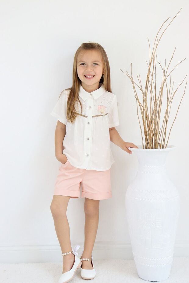 Top and Bottom as Set, Shorts Set, Blouse, Shirt, Summer, Summer Set, Shorts, Girl