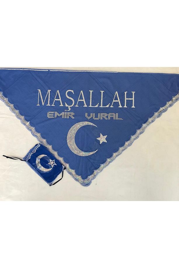 Kişiye Özel Mavi Maşallah Pullu Sünnet Örtüsü - 1