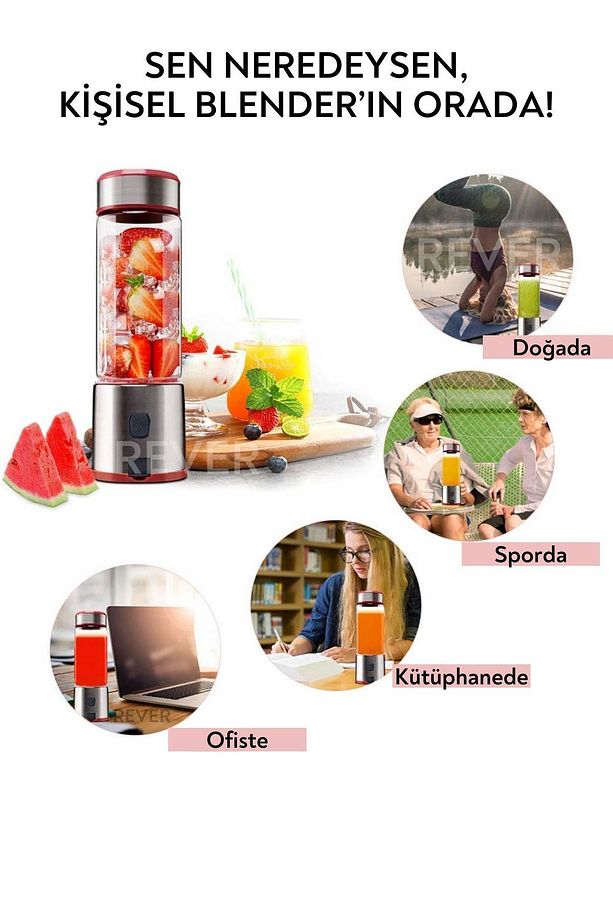 450mL Şarjlı Kişisel Blender Taşınabilir Smoothies Shake'n - 4