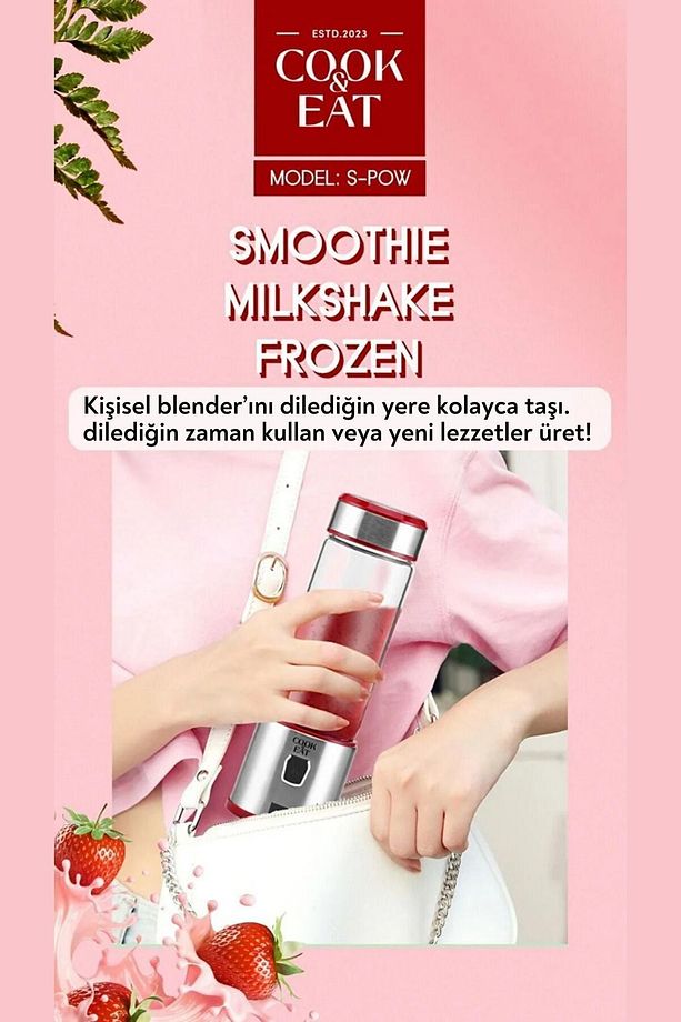 450mL Şarjlı Kişisel Blender Taşınabilir Smoothies Shake'n - 6