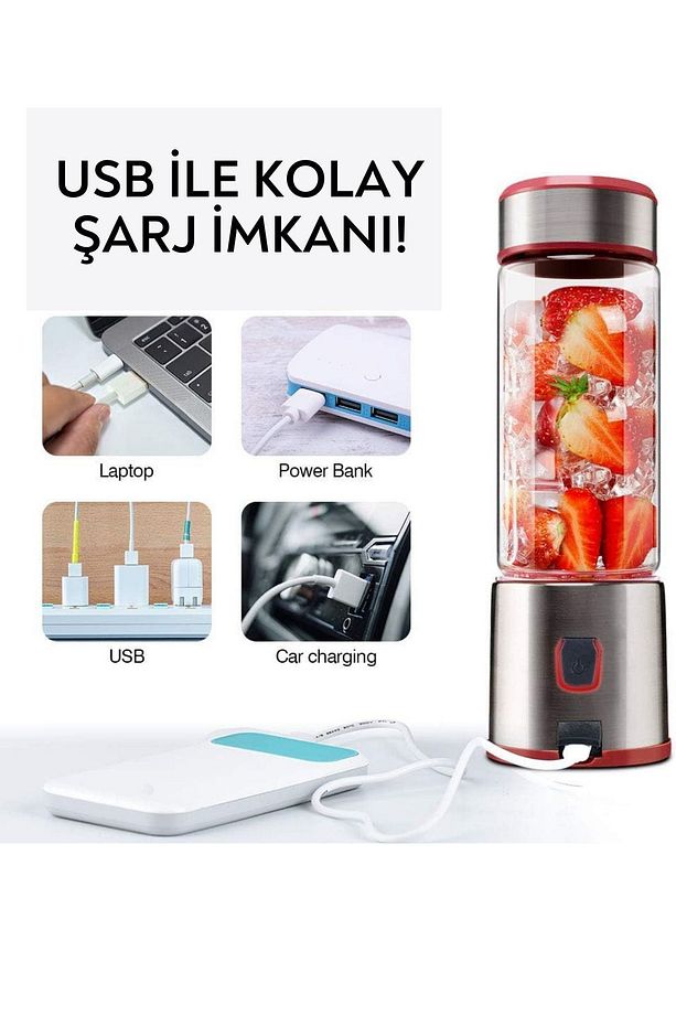 450mL Şarjlı Kişisel Blender Taşınabilir Smoothies Shake'n - 9