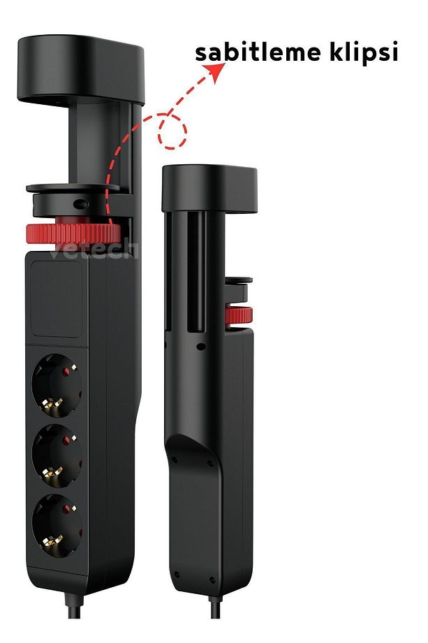 Akım Korumalı Priz Masa Kenarı Ayarlanabilir 3 Priz + 2 USB + 1 Type C Girişli Priz - 5