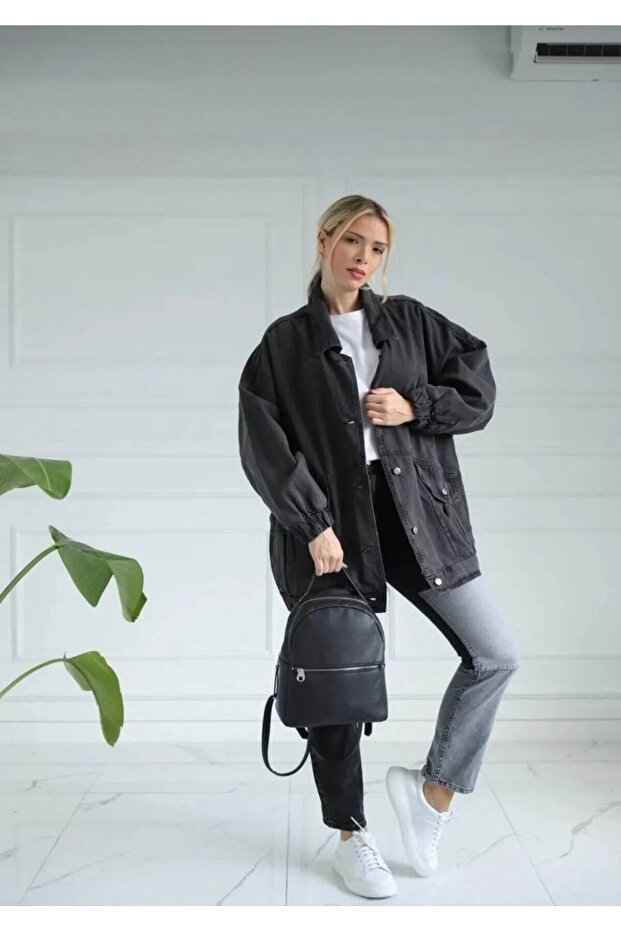 Kadın Oversize Kot Ceket - 1