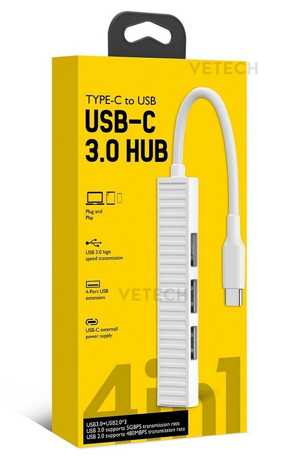 TYPE C USB Dönüştürücü Hub 4 Port Çoklayıcı Macbook / Laptop / Notebook Uyumlu Çoğaltıcı - 4