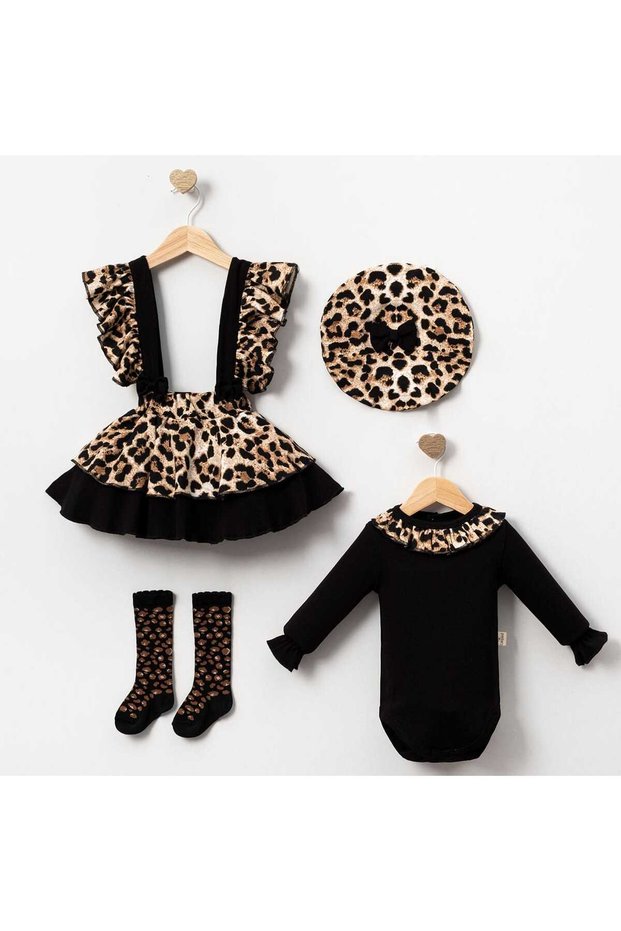 Girl's Set with 4 Leopard Socks