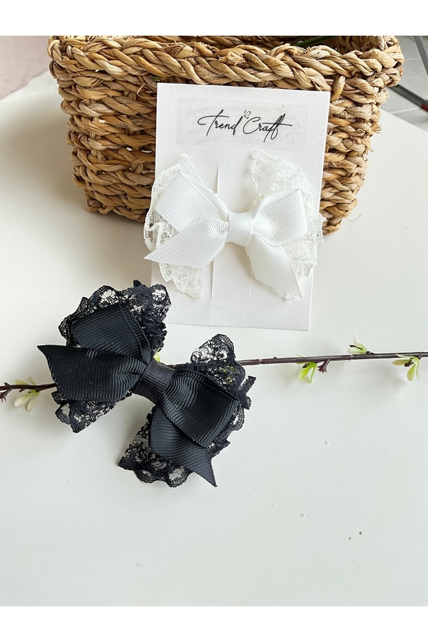 Black and Ecru Lace Laced 2-Piece Clip Buckle