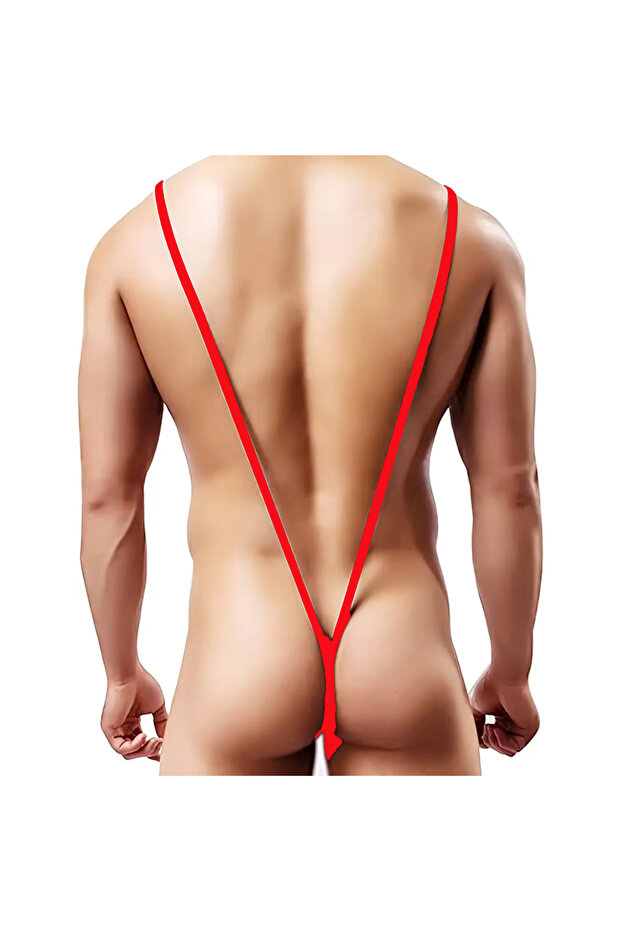 Fancy Elastic Red Men's String – Large Size Men's Underwear - 2