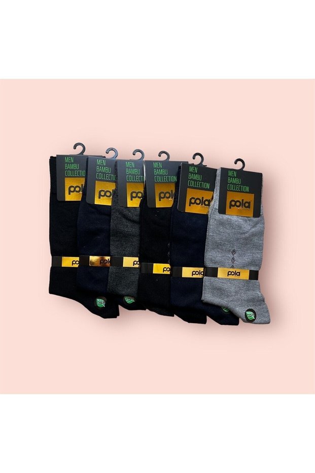 Assorti Mixed Color Men's Small Patterned Summer Bamboo Socks 6-Piece