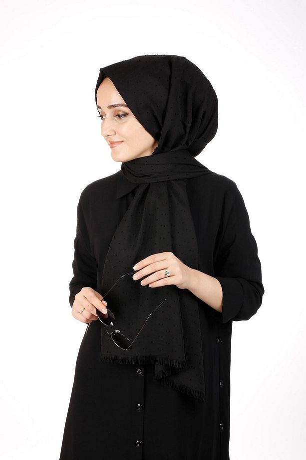 Pamuklu Pıt Pıt Şal Siyah - 3