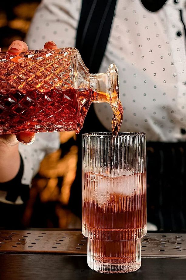 Çizgili Yeni Tasarım Cam Bardak Meşrubat, Latte, Neskafe, Kokteyl, Su Bardağı 400 ml 2 Adet - 2812 - 8