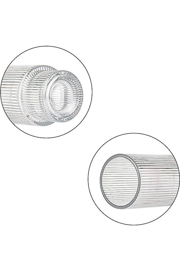 Çizgili Yeni Tasarım Cam Bardak Meşrubat, Latte, Neskafe, Kokteyl, Su Bardağı 400 ml 2 Adet - 2812 - 6