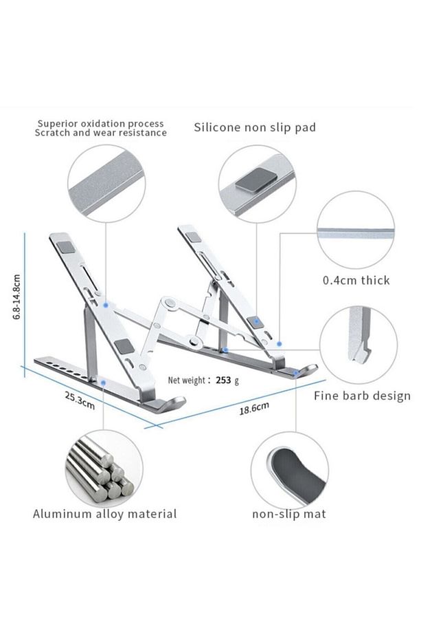 Laptop Notebook Dizüstü Bilgisayar Taşınabilir 17 Inç Katlanabilir Ayarlanabilir Alüminyum Standı - 6