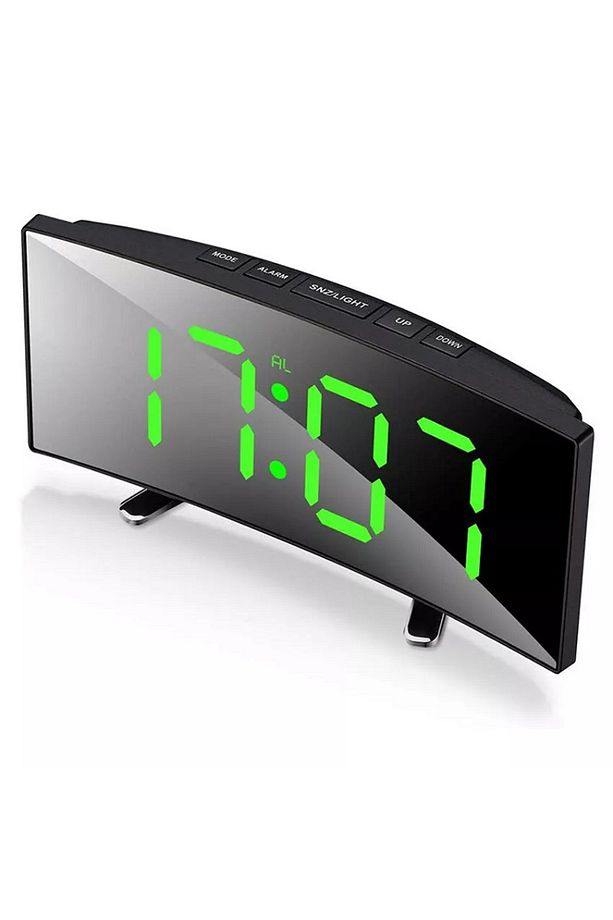 GREEN LED MIRROR CLOCK YEŞİL LED IŞIKLI SAAT MASA SAATİ ALARM DERECE TARİH PİLLİ + USB DİJİTAL SAAT - 1