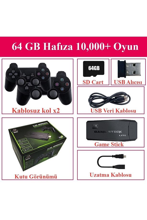 Ps1 Retro Game Stick 10000 Çift Kol Oyun Konsolu - 4