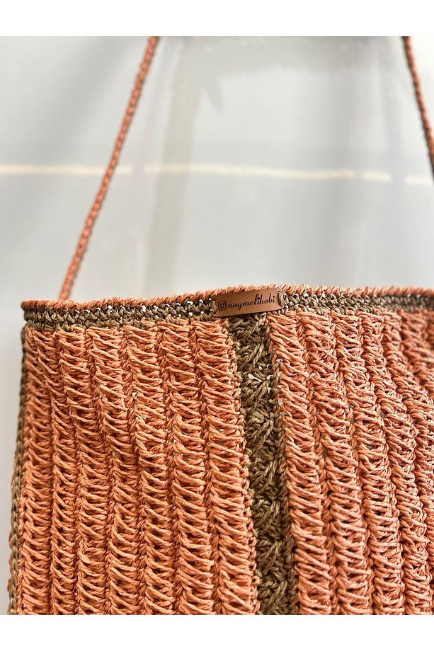 Hasır El Yapımı Örgü Çanta, Kadın Omuz Çantası, Plaj Çantası, Tasarım, Handmade - 2