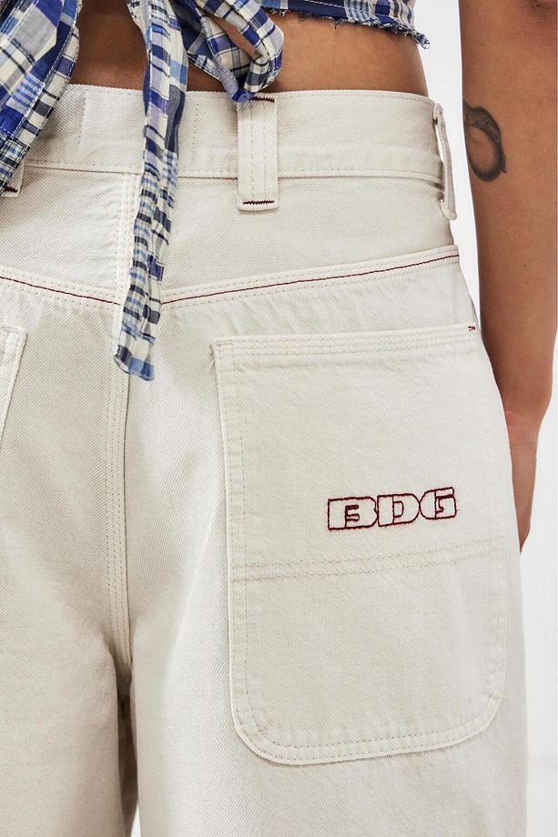 Kirli Ekru Kargo Denim Uzun Şort - 5