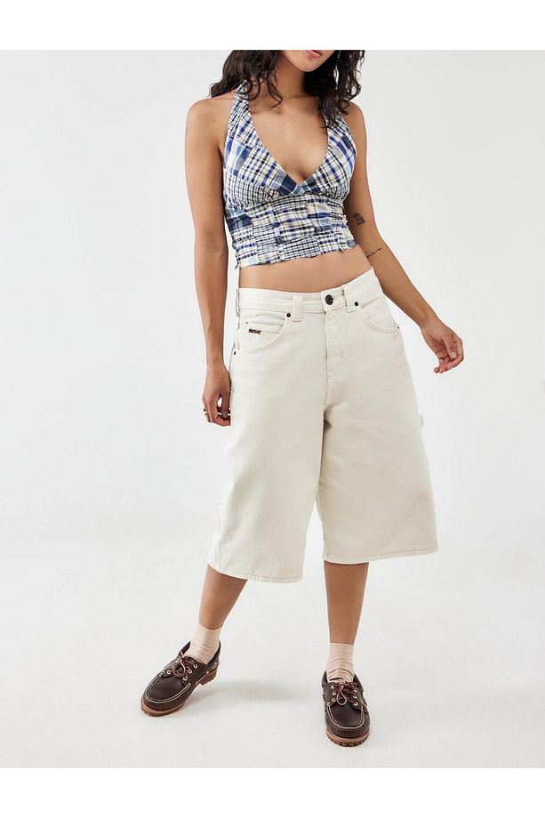 Kirli Ekru Kargo Denim Uzun Şort - 4