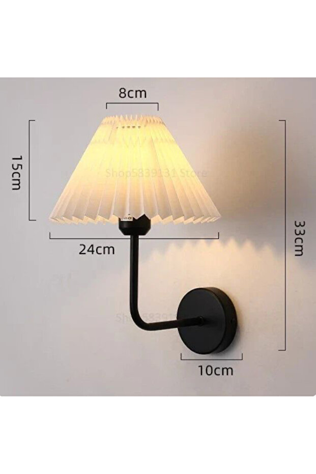 Modern Pilli Aplik Kablosuz Tak Çalıştır  Çalıştır Krem Abajur Umbrella Aplik Siyah 1 Adet - 1