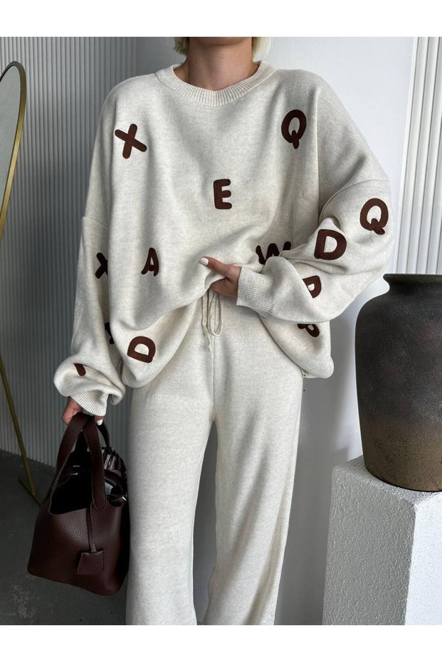 Women's Knitwear Pants Sweater Stylish Set