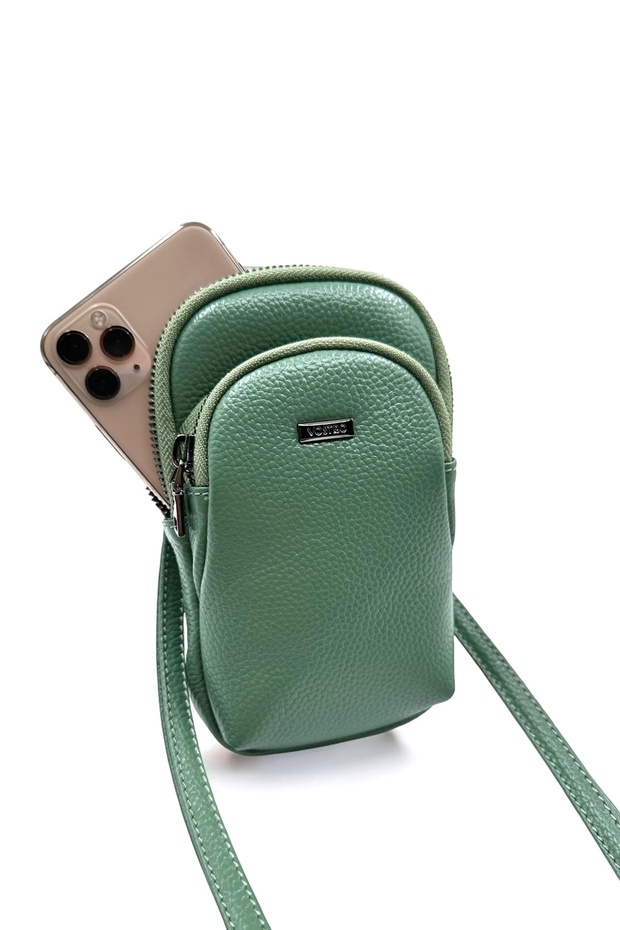 Handmade Italian Style 100% Real Genuine Leather Women's Shoulder Bag with Strap and Phone Holder