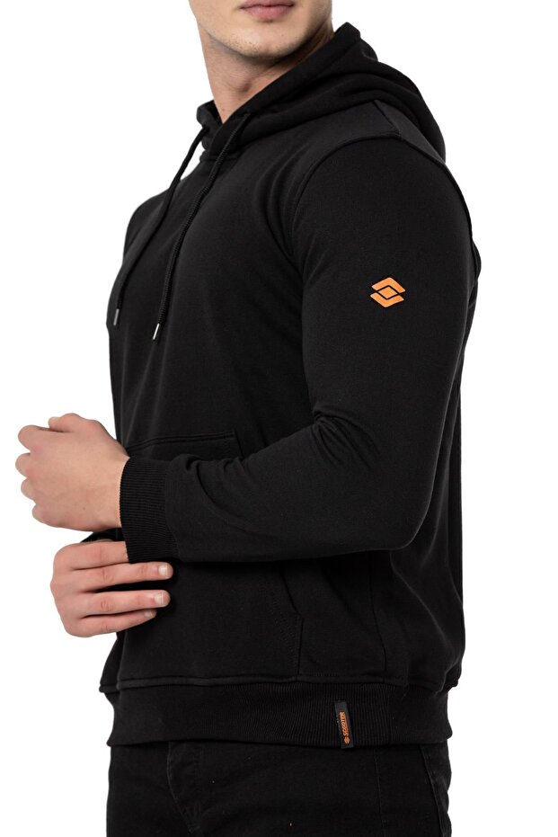 Siyah Erkek Kapüşonlu Basic Sweatshirt M1518ts - 7