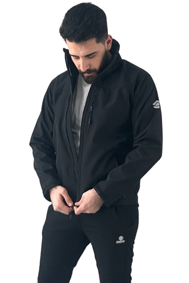 Yakalı Softshell Mont Siyah Erkek M1805ts - 6
