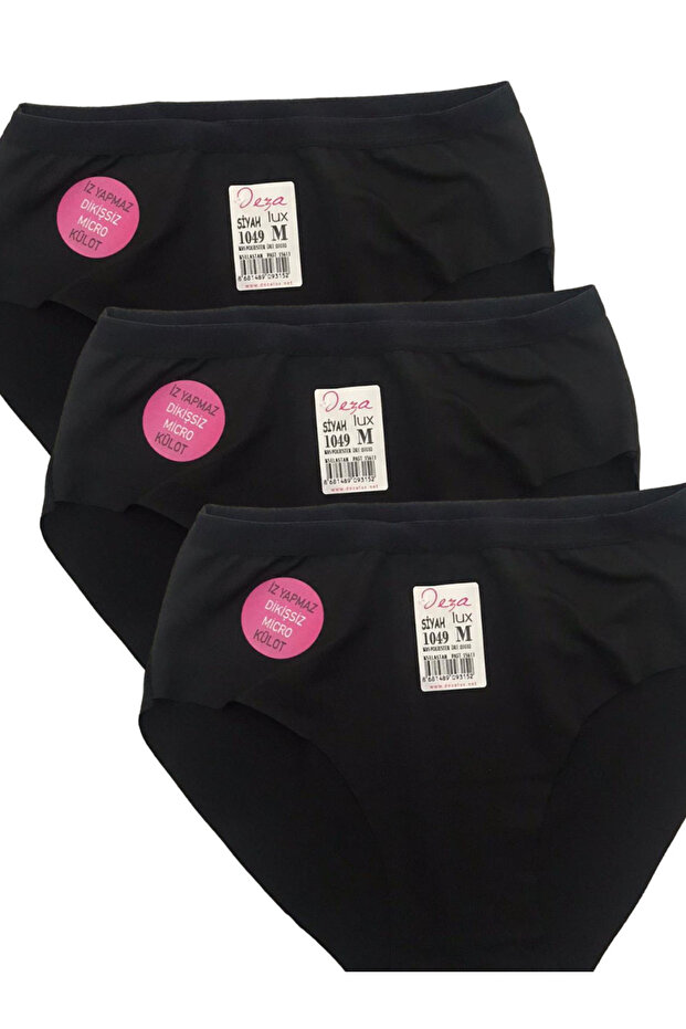 Women's 3-Piece Black Laser Cut Elastic Waist Non-Marking Panties