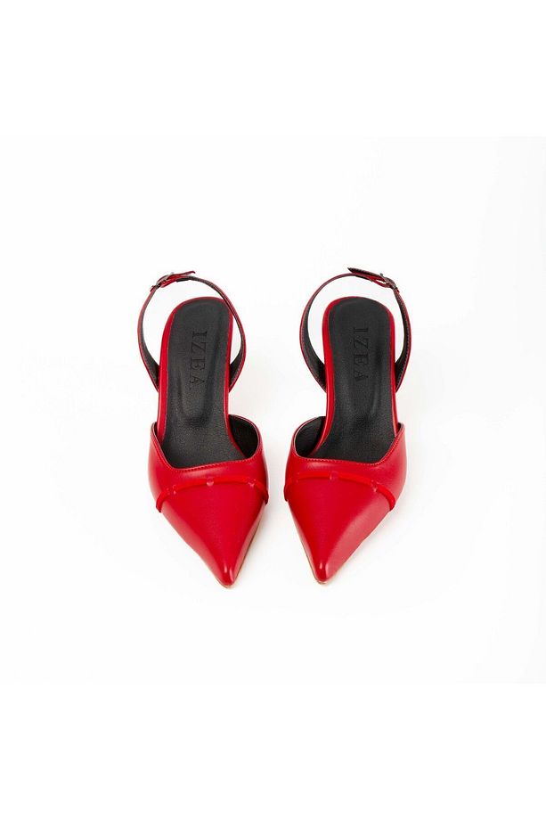Sivri Burun Topuklu Ayakkabı Kitten Heels (Kırmızı) - 6
