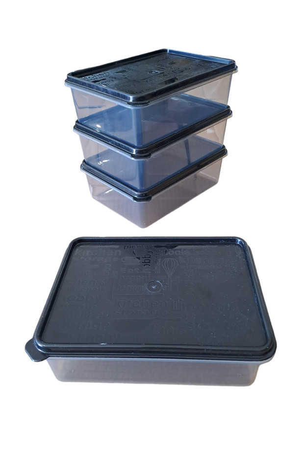 Set of 4 Gray Food Storage Container - Pp 5 Box That Can Enter Microwave, Deep Freezer, 1.7 Lt - 4