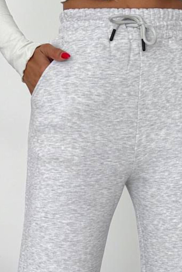 Kadın Bol Paça Yüksek Bel Polarlı Kışlık Eşofman Altı 3025 - 4